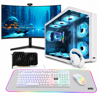 Khuno Gaming Desktop Computer with 256GB NVMe storage and 4-in-1 RGB gaming kit, front view