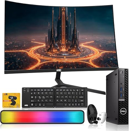 Dell 3060 Tiny Mini PC bundled with a 27 inch curved monitor