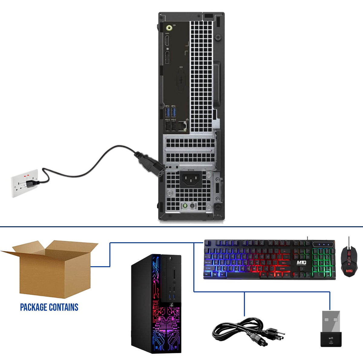 TechMagnet Siwa 6 Gaming PC, Intel Core i3 & i5 6th Gen, 16GB RAM, RGB Keyboard & Mouse, USB WiFi + BT (Win 11 Renewed)