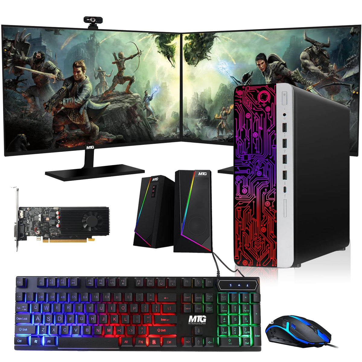 TechMagnet HP G3 Gaming PC, Intel Core i7 8th Gen, 16GB RAM, RGB Speaker Kit, USB WiFi + BT (Win 11 Renewed)
