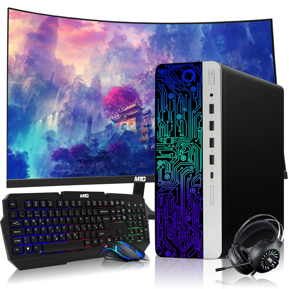 TechMagnet HP G3 Gaming PC, Intel Core i5 8th Gen, 32GB RAM, GTX 1650 Graphics, RGB Headphone Kit, Webcam, USB WiFi + BT (Win 11 Renewed)