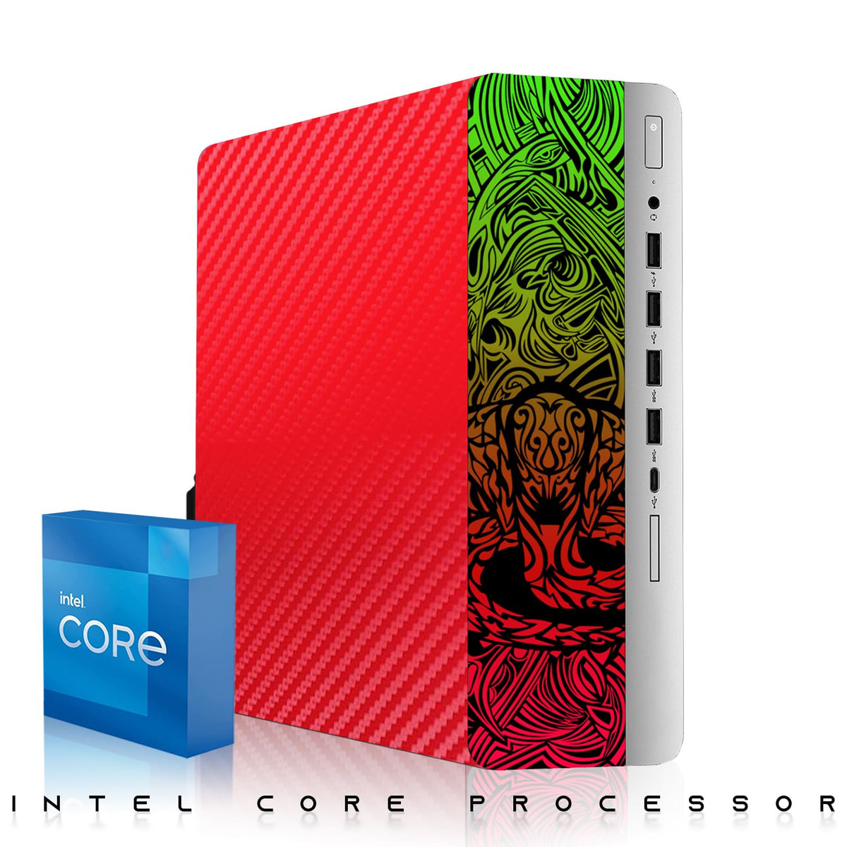 TechMagnet HP Cobra Wrap Edition Gaming PC, 16GB RAM, RGB Speaker Kit, Webcam, USB WiFi + BT (Win 11 Renewed)