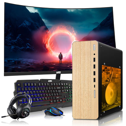 TechMagnet HP Premium Gaming Desktop, angled view showing side-cut black panel