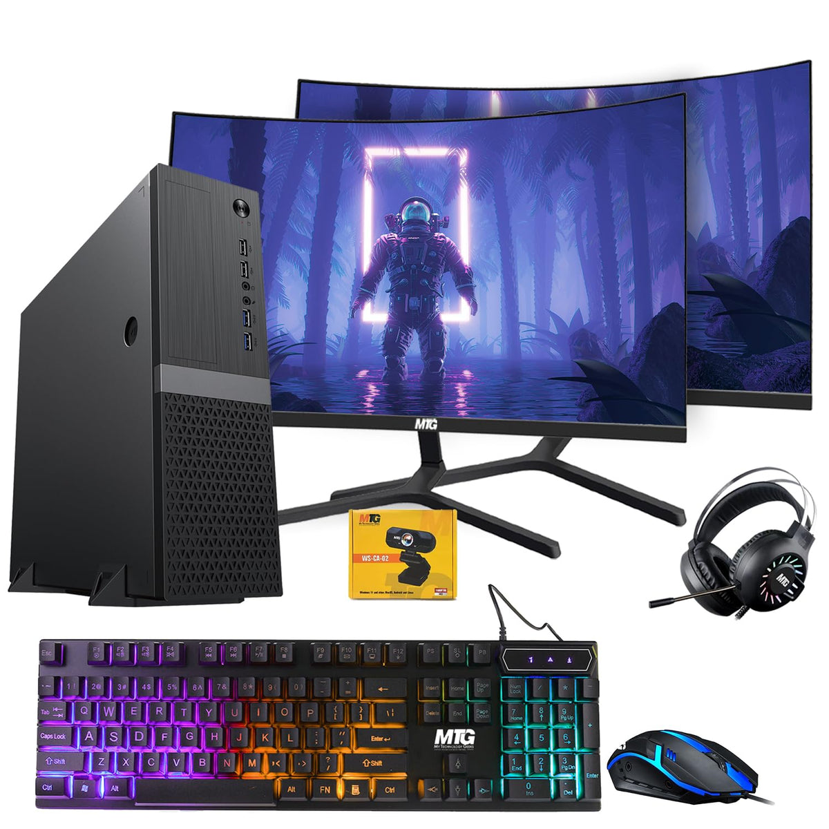 TechMagnet Heera Gaming PC, Intel Core i5 8th Gen, 16GB RAM, GTX 1650 Graphics, RGB KBM & Headphone, Webcam, USB WiFi + BT (Win 11 Renewed)