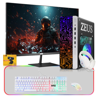 TechMagnet Zeus Pro 6 Gaming PC - Intel I7 6th Gen, 16GB RAM, White RGB Kit (Win 11 Renewed)