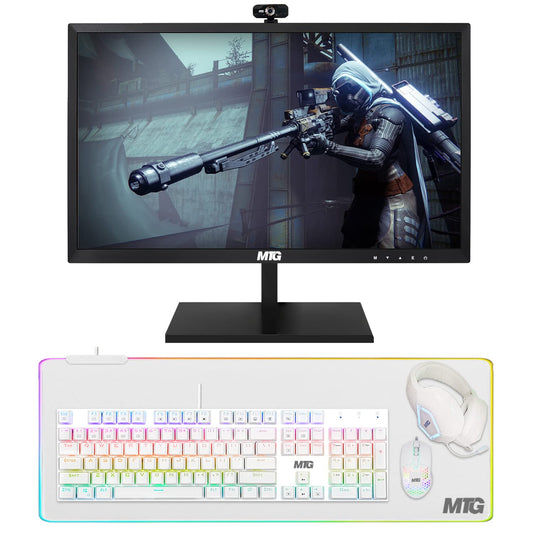 TechMagnet Cheetah 6 All-in-One Desktop Computer with RGB headset and webcam, front view