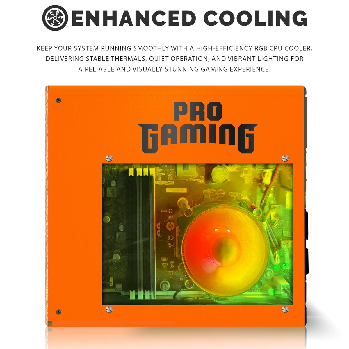 TechMagnet HP Orange Panel Gaming PC, AMD Ryzen 3 Pro, 16GB RAM, RGB Headphone Kit, Webcam, USB WiFi + BT (Win 11 Renewed)