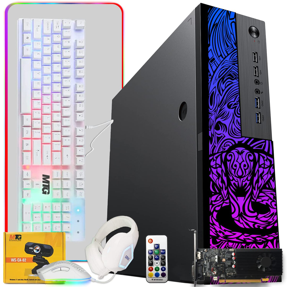 TechMagnet Cobra Gaming PC, Intel Core i5 12th Gen, 16GB RAM, GTX 1650 Graphics, 4 in 1 Gaming Kit, Webcam (Win 11 Renewed)