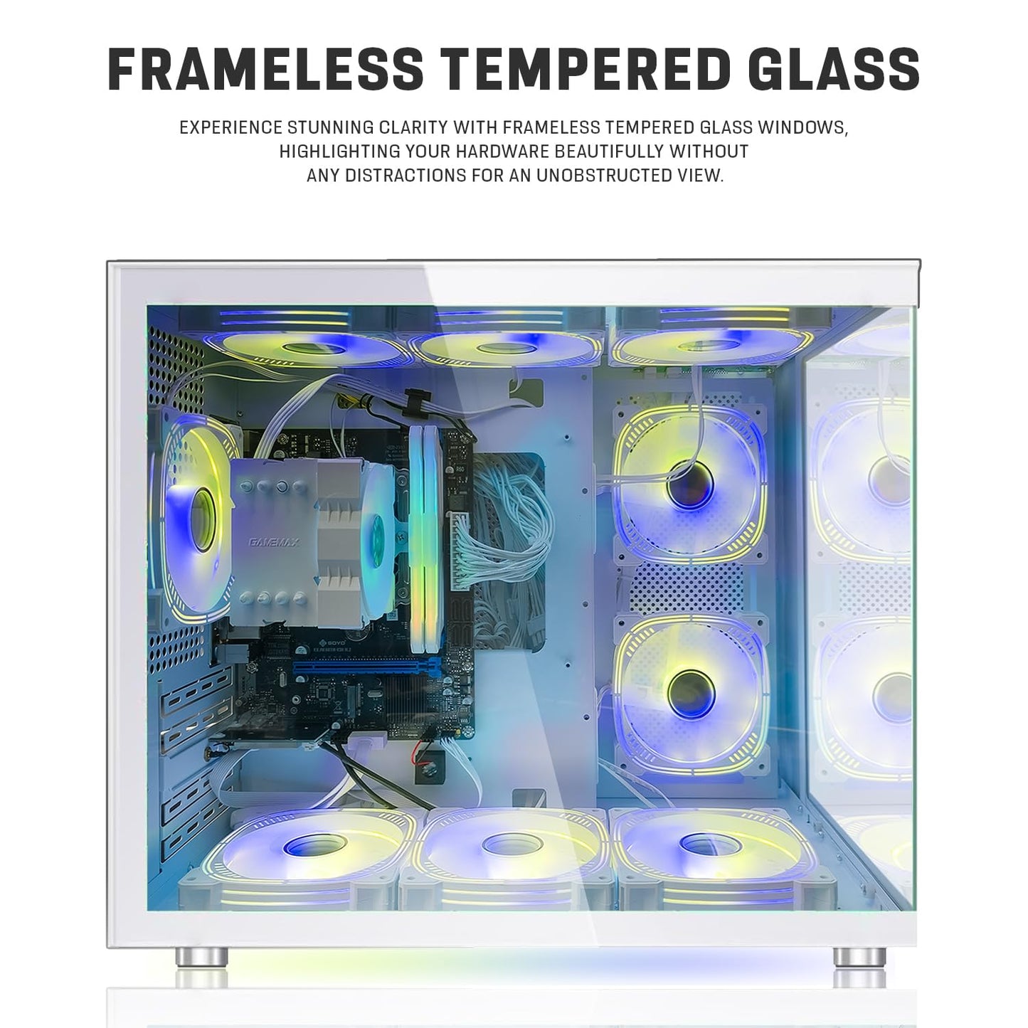 Khuno Gaming Desktop Computer tower, rear ports view