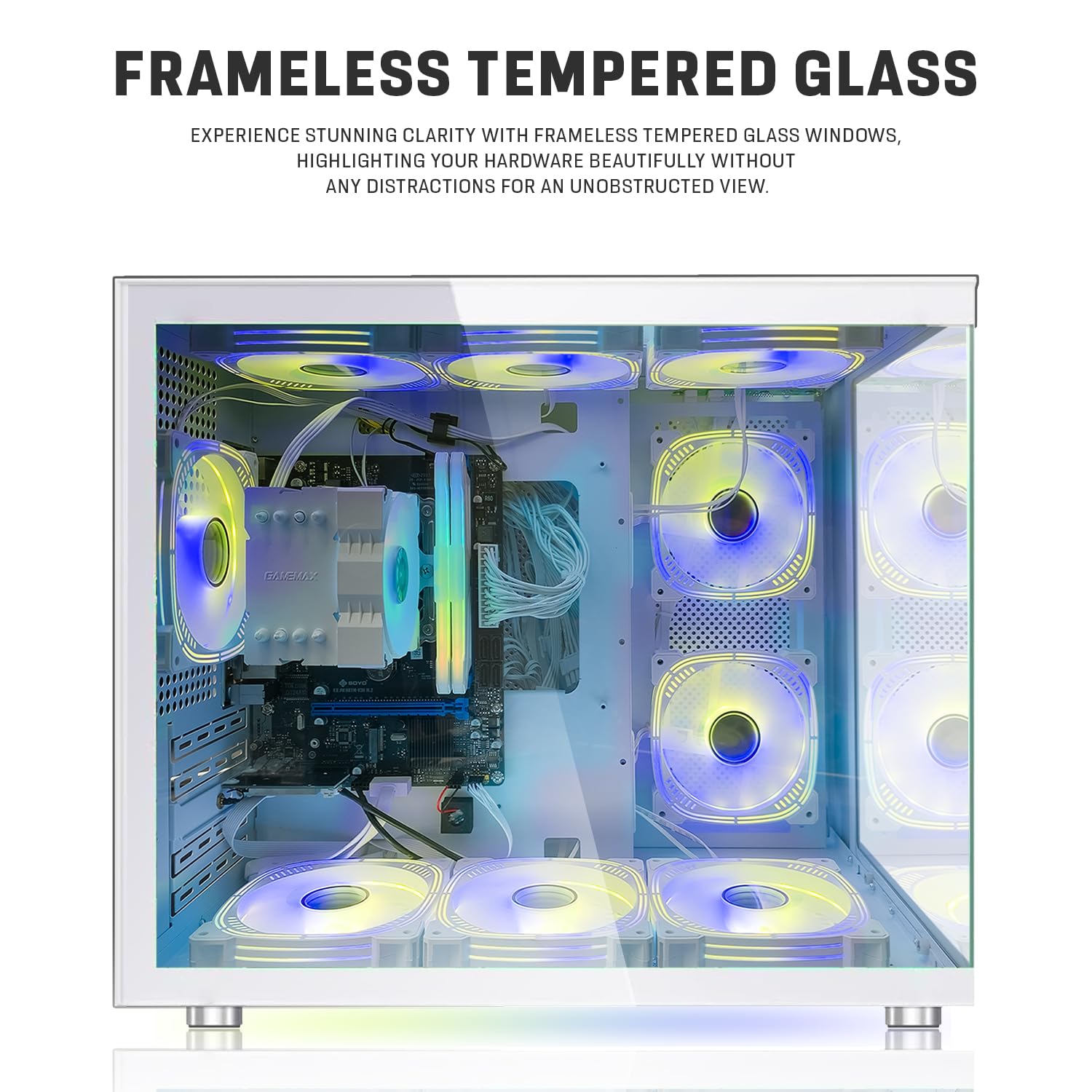 Khuno Gaming Desktop Computer tower, rear ports view