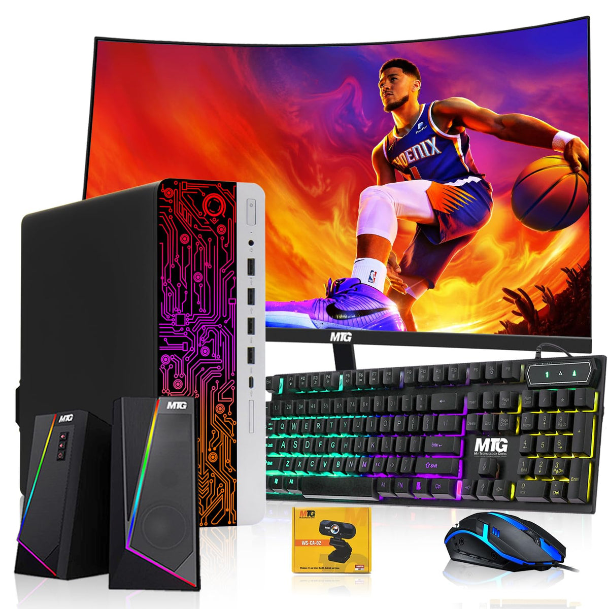 TechMagnet HP G3 Gaming PC, Intel Core i5 8th Gen, 16GB RAM, RGB Speaker Kit, Webcam, USB WiFi + BT (Win 11 Renewed)