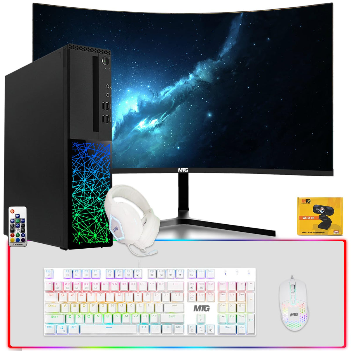 TechMagnet Galaxy Gaming PC, Intel Core i5 8th Gen, 16GB RAM, 4 in 1 Gaming Kit, Webcam, USB WiFi + BT (Win 11 Renewed)