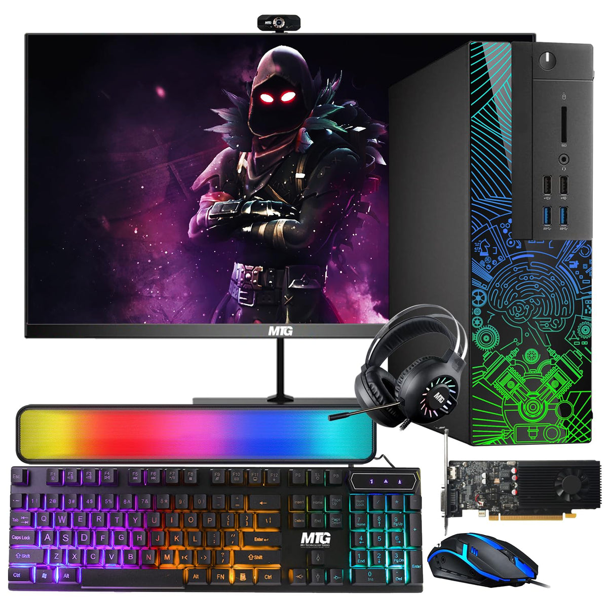 TechMagnet Lumos 8 Gaming PC, Intel Core i7 8th Gen, 16GB RAM, GTX 1650 Graphics, RGB Soundbar & Headphone Kit, USB WiFi + BT (Win 11 Renewed)