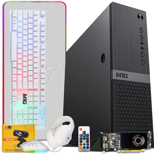 Aurora Gaming Desktop Computer with AMD RX 550 graphics and 4-in-1 RGB gaming kit, front view