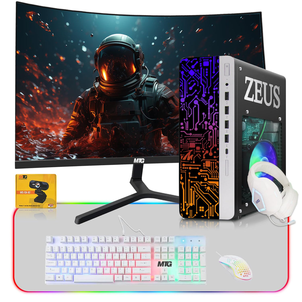 TechMagnet Zeus Pro 6 Gaming PC - Intel I7 6th Gen, 16GB RAM, White RGB Kit (Win 11 Renewed)