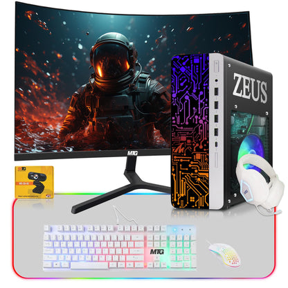 TechMagnet Zeus Pro 6 Gaming PC - Intel I7 6th Gen, 16GB RAM, White RGB Kit (Win 11 Renewed)
