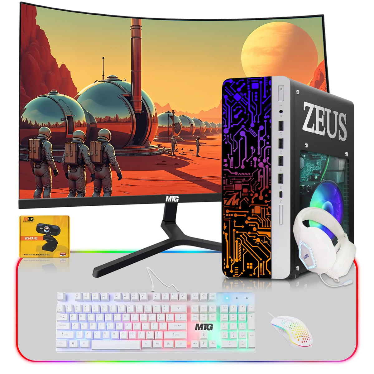 TechMagnet Zeus Pro 6 Gaming PC - Intel I7 6th Gen, 16GB RAM, White RGB Kit (Win 11 Renewed)