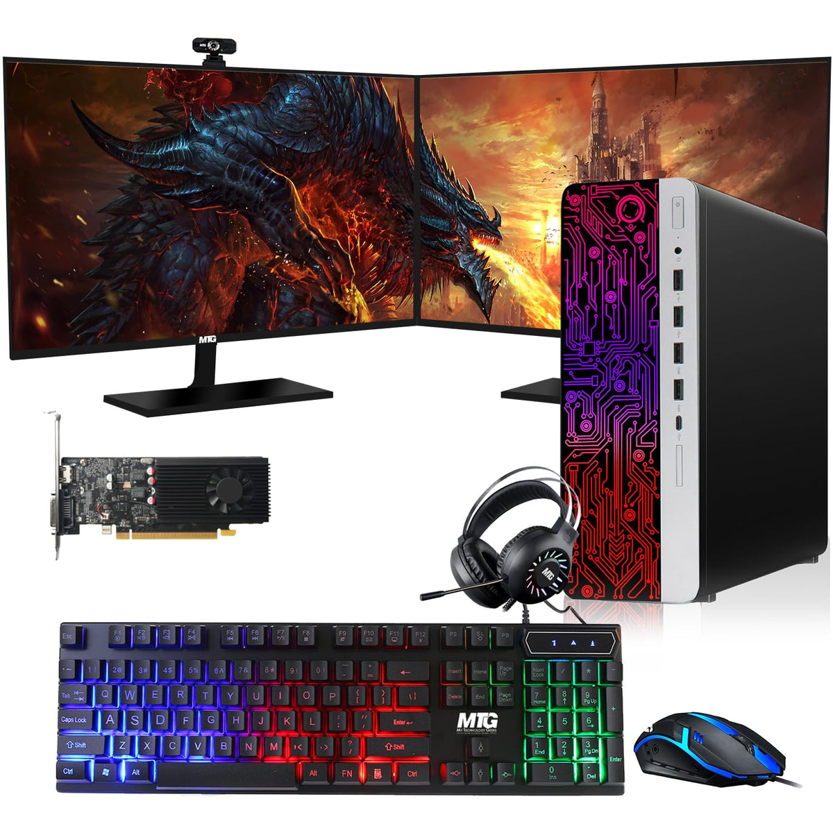 TechMagnet HP G3 Gaming PC, Intel Core i5 8th Gen, 32GB RAM, GTX 1650 Graphics, RGB Headphone Kit, Webcam, USB WiFi + BT (Win 11 Renewed)