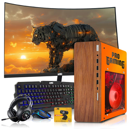 TechMagnet HP Phoenix Gaming Desktop, angled view showing orange RGB panel