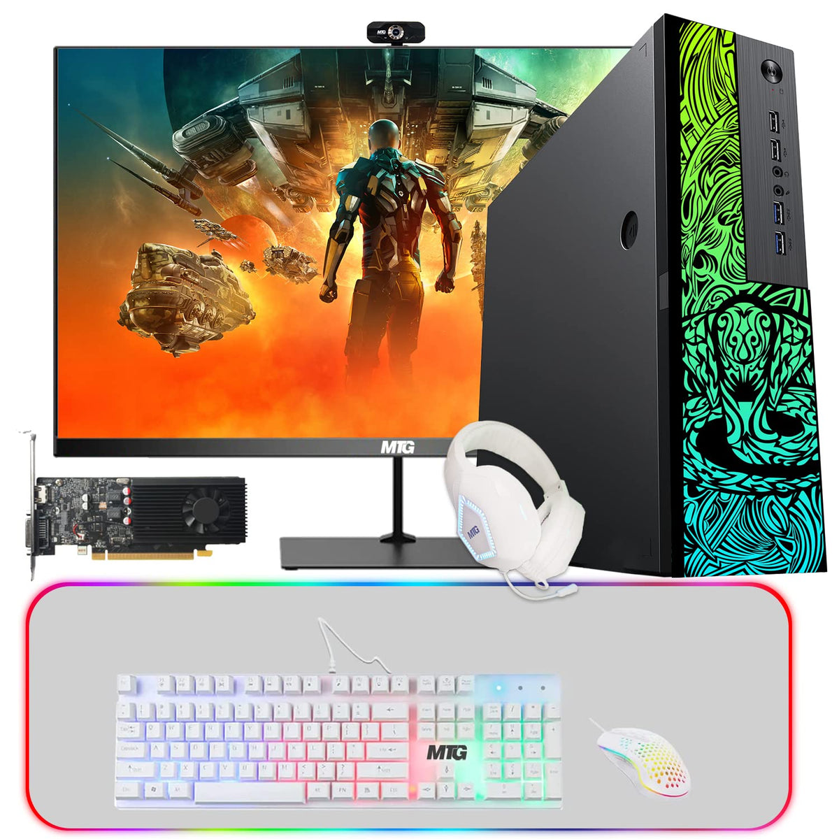 TechMagnet Cobra Gaming PC, Intel Core i5 8th Gen, 32GB RAM, GTX 1650 Graphics, 4 in 1 Gaming Kit, Webcam (Win 11 Renewed)