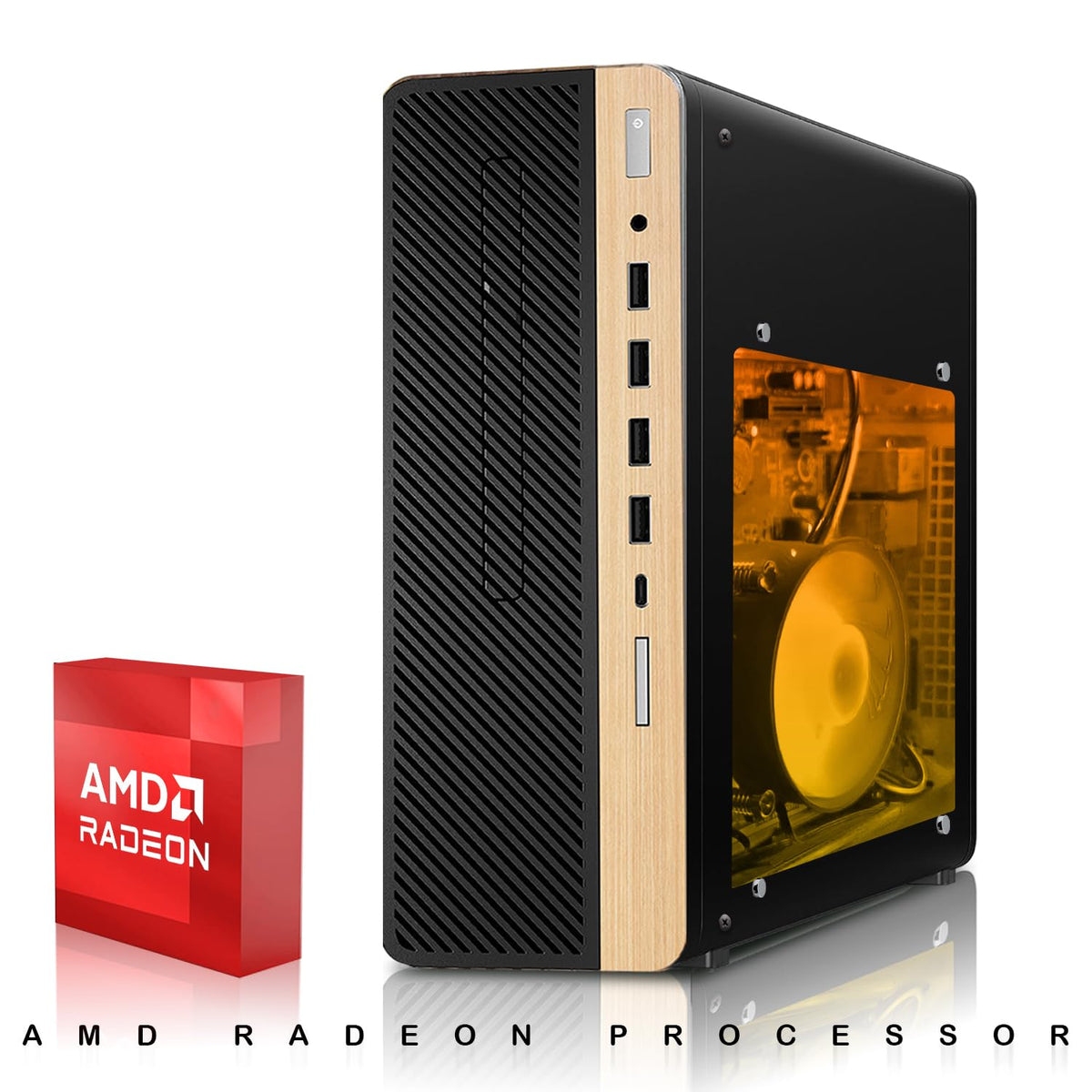 TechMagnet HP Full & Half Light Gaming PC, AMD Ryzen 3 Pro, GTX 1650 Graphics, RGB Headphone Kit, USB WiFi + BT (Win 11 Renewed)