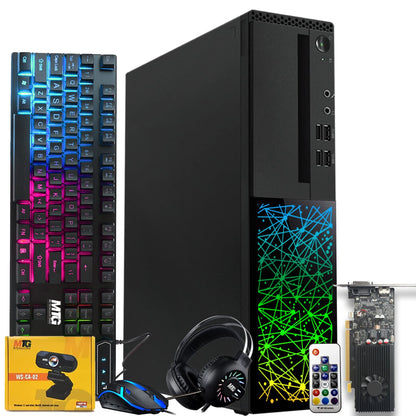 TechMagnet Galaxy Gaming PC, Intel Core i5 8th Gen, 16GB RAM, RGB KBM & Headphone, Webcam, USB WiFi + BT (Win 11 Renewed)