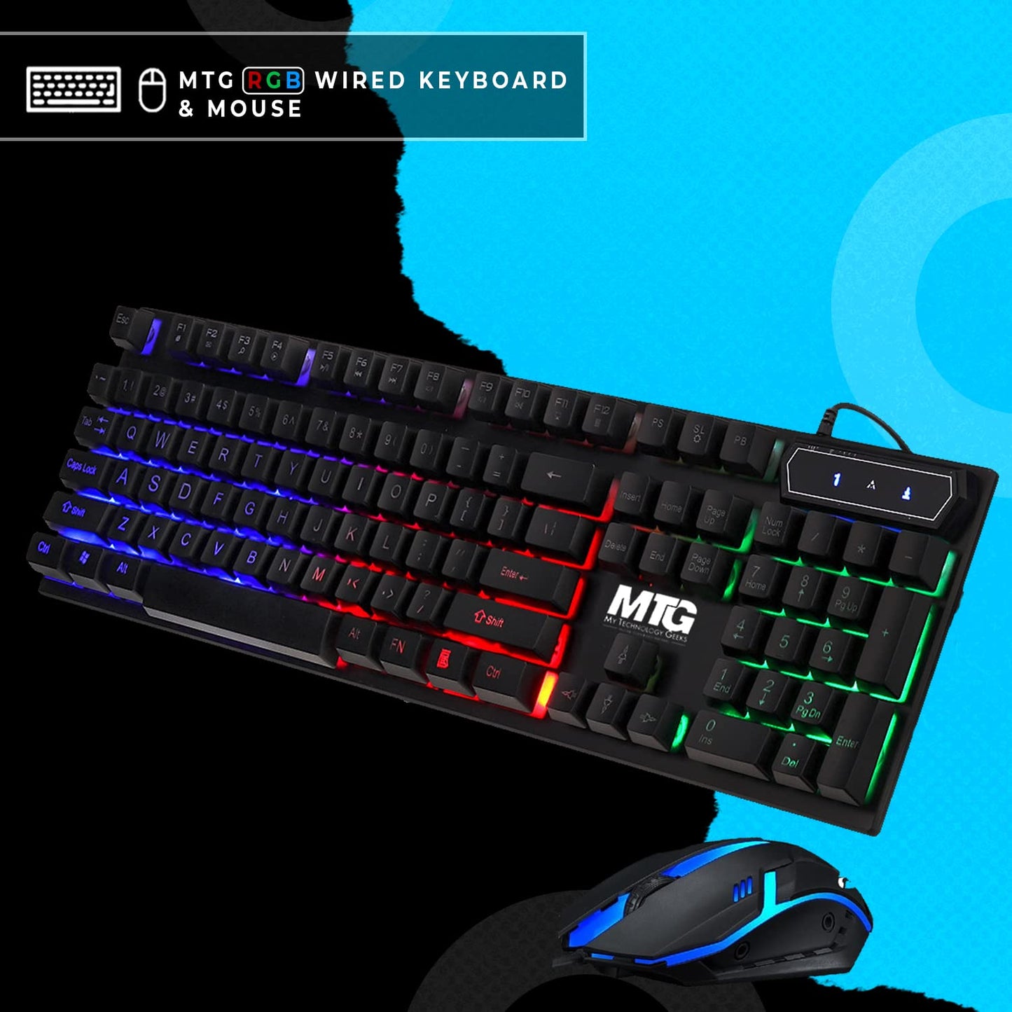 MTG RGB Backlit Mechanical Keyboard and Mouse Combo, both units together