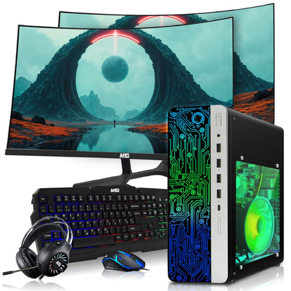 HP Gaming Desktop Computer with monitor display setup