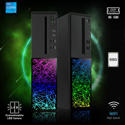 TechMagnet Galaxy Gaming PC, Intel Core i5 8th Gen, 16GB RAM, 4 in 1 Gaming Kit, Webcam, USB WiFi + BT (Win 11 Renewed)
