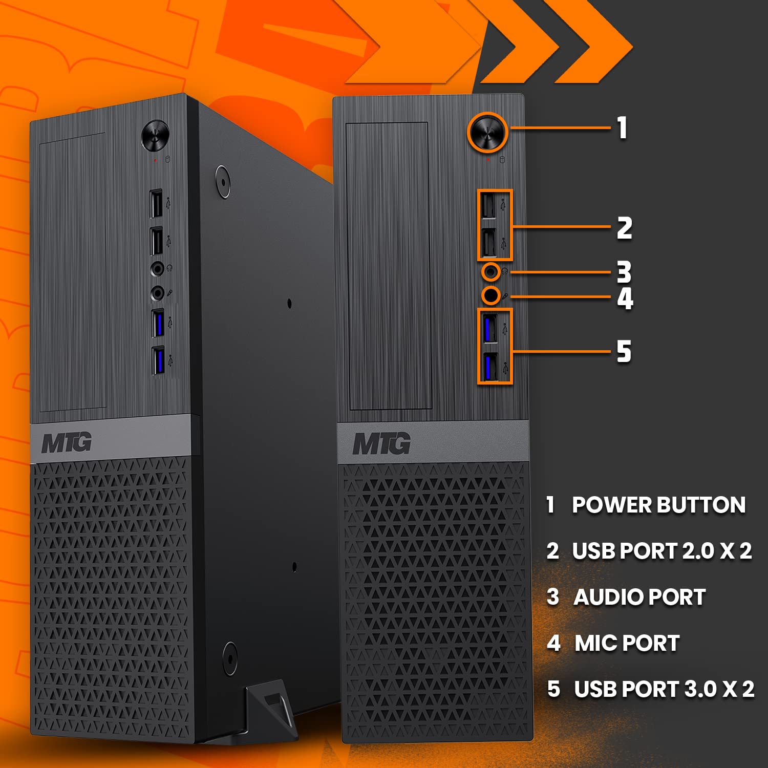 Aurora Gaming Desktop Computer tower, rear ports view