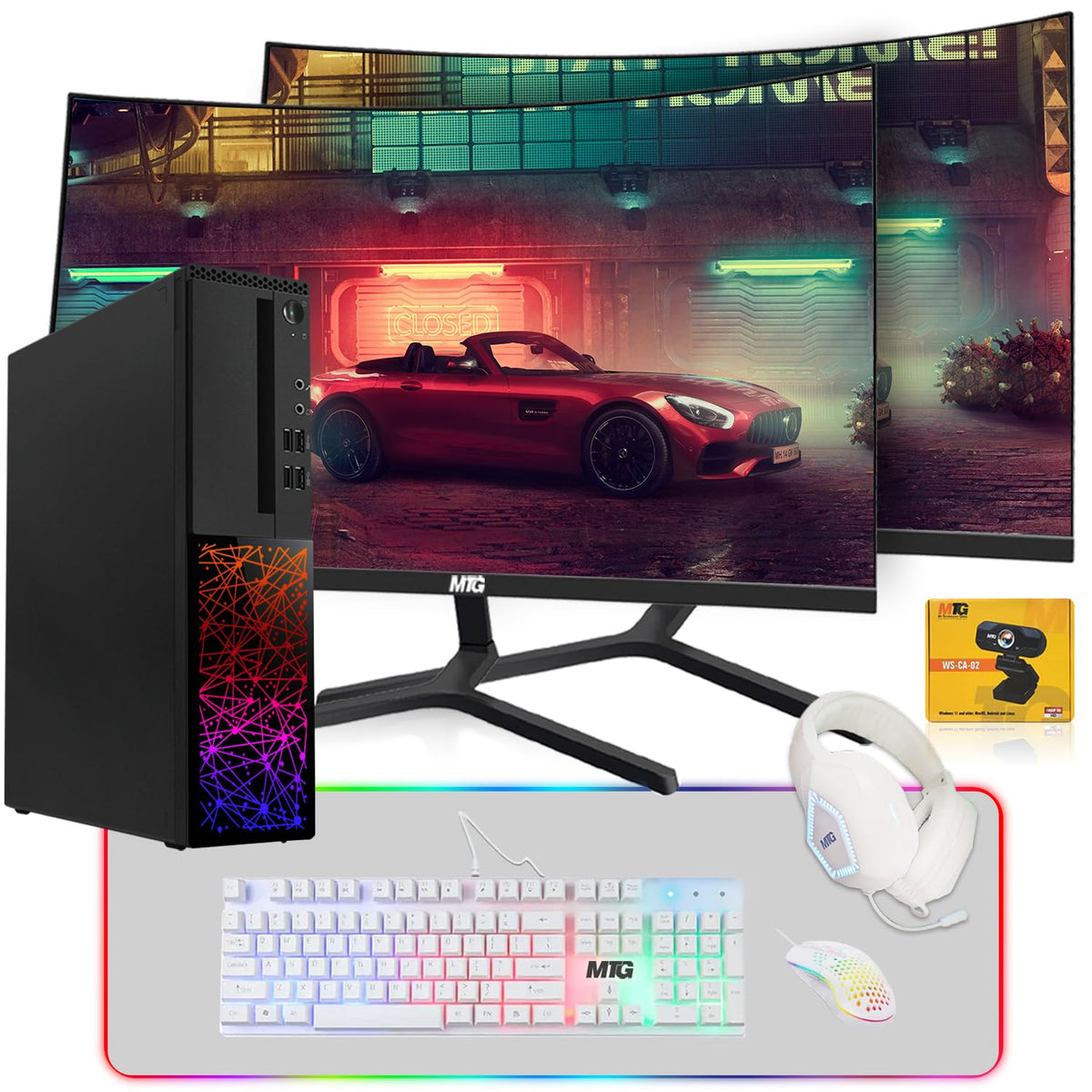 TechMagnet Galaxy Gaming PC, Intel Core i5 8th Gen, 16GB RAM, 4 in 1 Gaming Kit, Webcam, USB WiFi + BT (Win 11 Renewed)