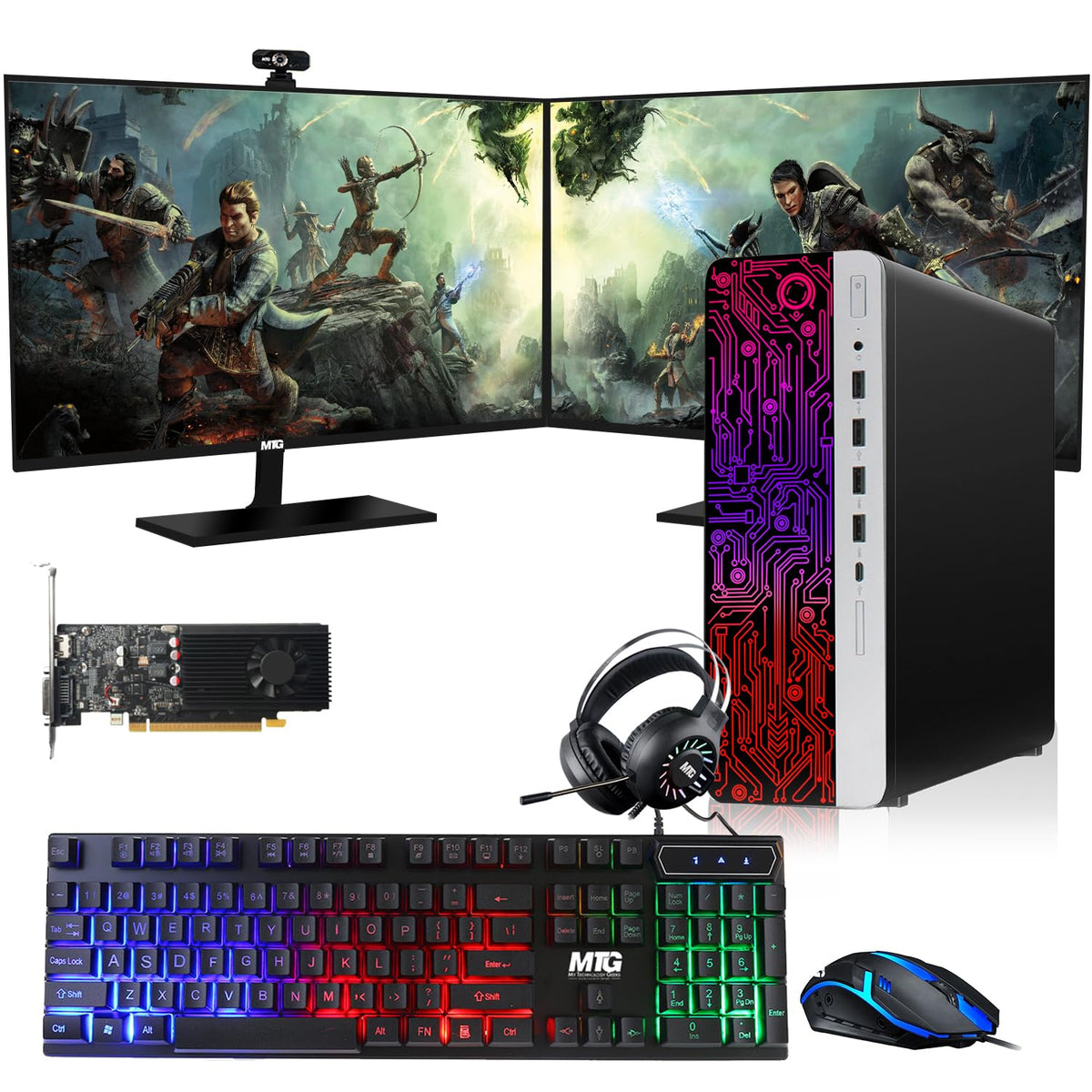 TechMagnet HP G3 Gaming PC, Intel Core i7 8th Gen, 16GB RAM, RGB Headphone Kit, Webcam, USB WiFi + BT (Win 11 Renewed)