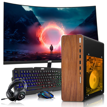 TechMagnet HP Premium Gaming Desktop, angled view showing side-cut dark panel