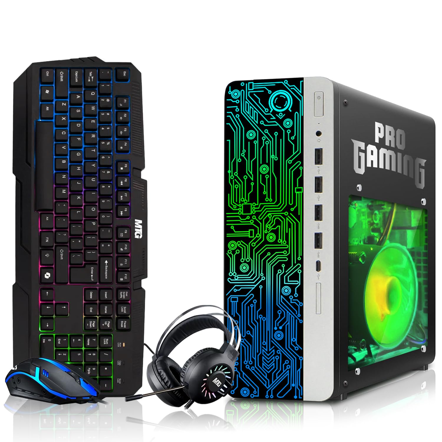 TechMagnet HP G4 Gaming Desktop with Intel i5 and GT 730 graphics, angled view