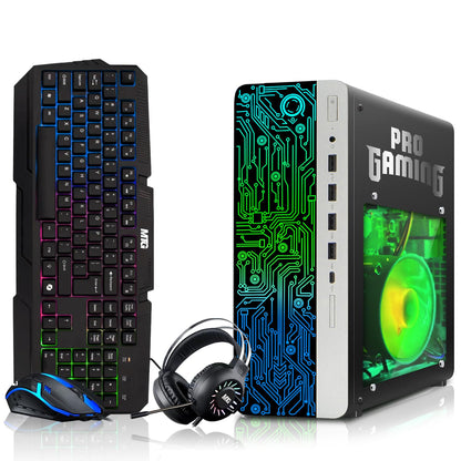 TechMagnet HP G4 Gaming Desktop, angled view showing side-cut RGB panel