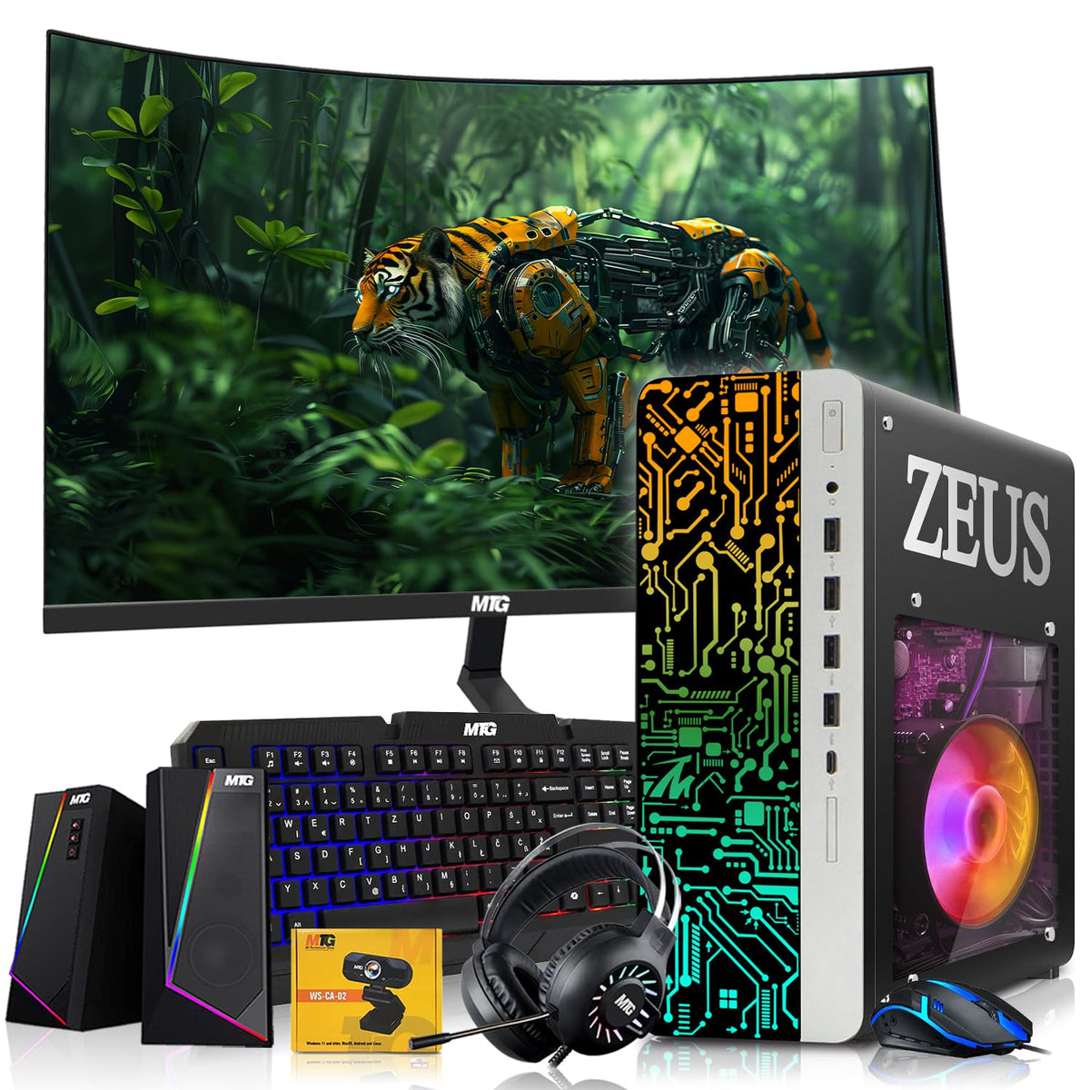 TechMagnet Zeus Pro 4 Gaming PC - Intel I7 6th Gen, 8GB RAM, RGB Speaker Kit (Win 11 Renewed)