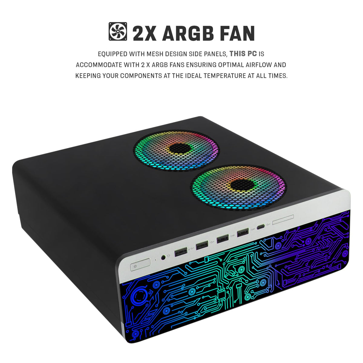 TechMagnet HP 2x ARGB Fan Gaming PC, Intel Core i7, 16GB RAM, GTX 1650 Graphics, Dual Monitor Setup, RGB Speaker Kit, USB WiFi + BT (Win 11 Renewed)