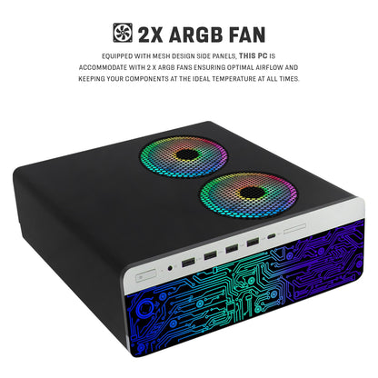 TechMagnet HP 2x ARGB Fan Gaming PC, Intel Core i7, 16GB RAM, GTX 1650 Graphics, Dual Monitor Setup, RGB Speaker Kit, USB WiFi + BT (Win 11 Renewed)