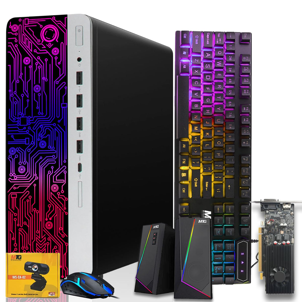 TechMagnet HP G3 Gaming PC, Intel Core i5 8th Gen, 16GB RAM, RGB Speaker Kit, Webcam, USB WiFi + BT (Win 11 Renewed)