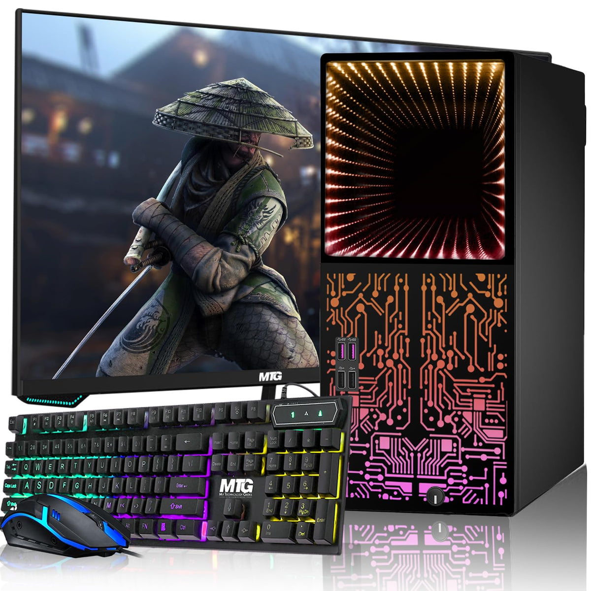 TechMagnet Horizon+ Gaming PC, Intel Core i7 8th Gen, 16GB RAM, RGB Keyboard & Mouse, USB WiFi + BT (Win 11 Renewed)