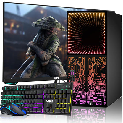 TechMagnet Horizon+ Gaming PC, Intel Core i7 8th Gen, 16GB RAM, RGB Keyboard & Mouse, USB WiFi + BT (Win 11 Renewed)