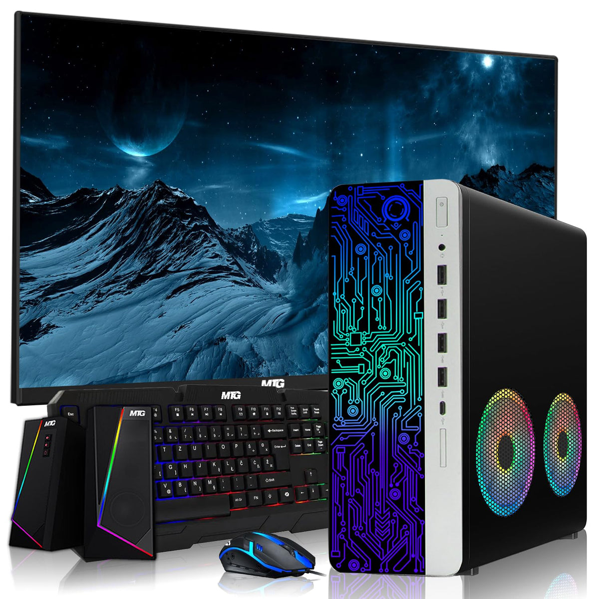 TechMagnet HP 2x ARGB Fan Gaming PC, Intel Core i7, 16GB RAM, GTX 1650 Graphics, Single Monitor Setup, RGB Speaker Kit, USB WiFi + BT (Win 11 Renewed)