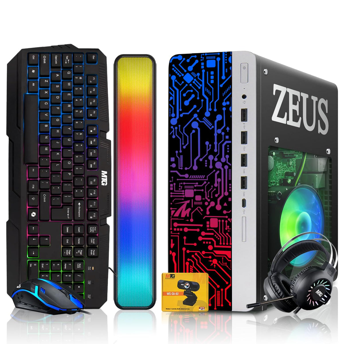TechMagnet Zeus Pro 4 Gaming PC - Intel I5 4th Gen, 16GB RAM, RGB Soundbar Kit (Win 11 Renewed)