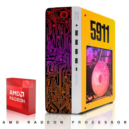 HP Gaming PC Desktop Computer 5911, AMD Ryzen 3 Pro, 16GB RAM, RGB KBM, WiFi, RGB Headphone, Webcam, Windows 11 (Renewed)