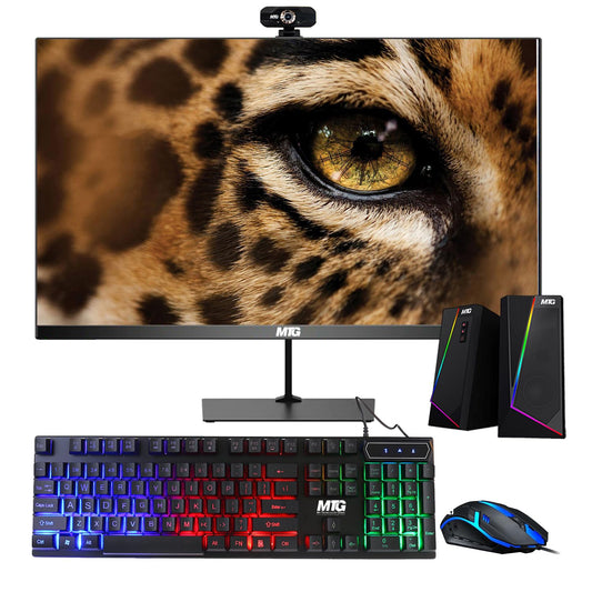 TechMagnet Cheetah 4 All-in-One Desktop Computer with RGB keyboard and mouse, front view