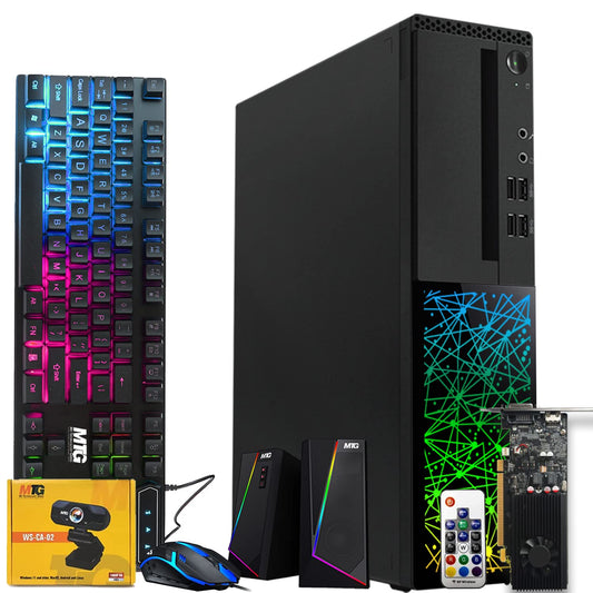 TechMagnet Galaxy Gaming PC, Intel Core i5 8th Gen, 16GB RAM, RGB KBM & Speaker, Webcam, USB WiFi + BT (Win 11 Renewed)