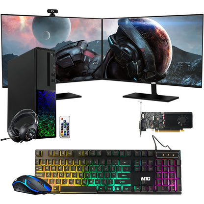 TechMagnet Galaxy Gaming PC, Intel Core i5 8th Gen, 16GB RAM, RGB KBM & Headphone, Webcam, USB WiFi + BT (Win 11 Renewed)