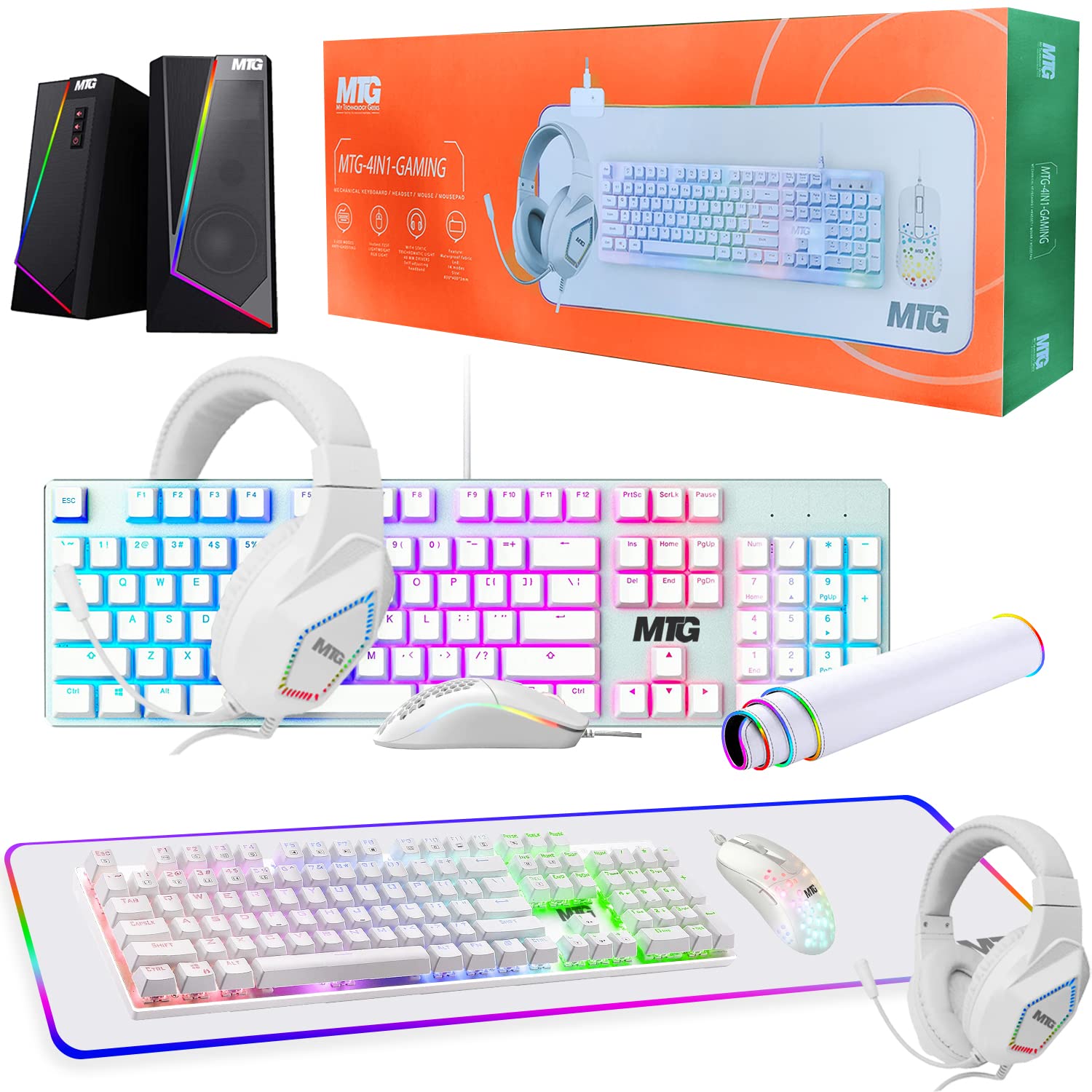 MTG 4-in-1 Gaming Kit, all four pieces together: keyboard, mouse, headphone and desk mat