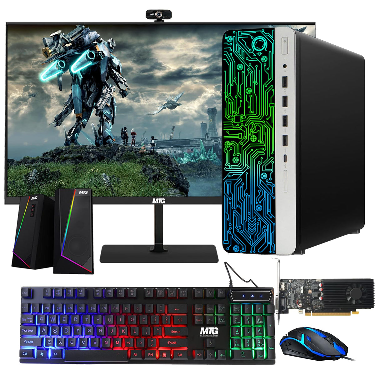 TechMagnet HP G3 Gaming PC, Intel Core i7 8th Gen, 16GB RAM, RGB Speaker Kit, USB WiFi + BT (Win 11 Renewed)