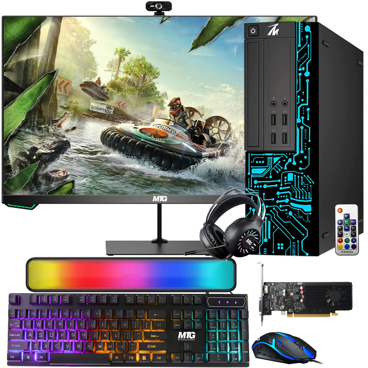 TechMagnet Siwa 8 Gaming PC, Intel Core i7 6th Gen, 16GB RAM, GTX 1650 Graphics, RGB KBM, Soundbar & Headphone, USB WiFi + BT (Win 11 Renewed)